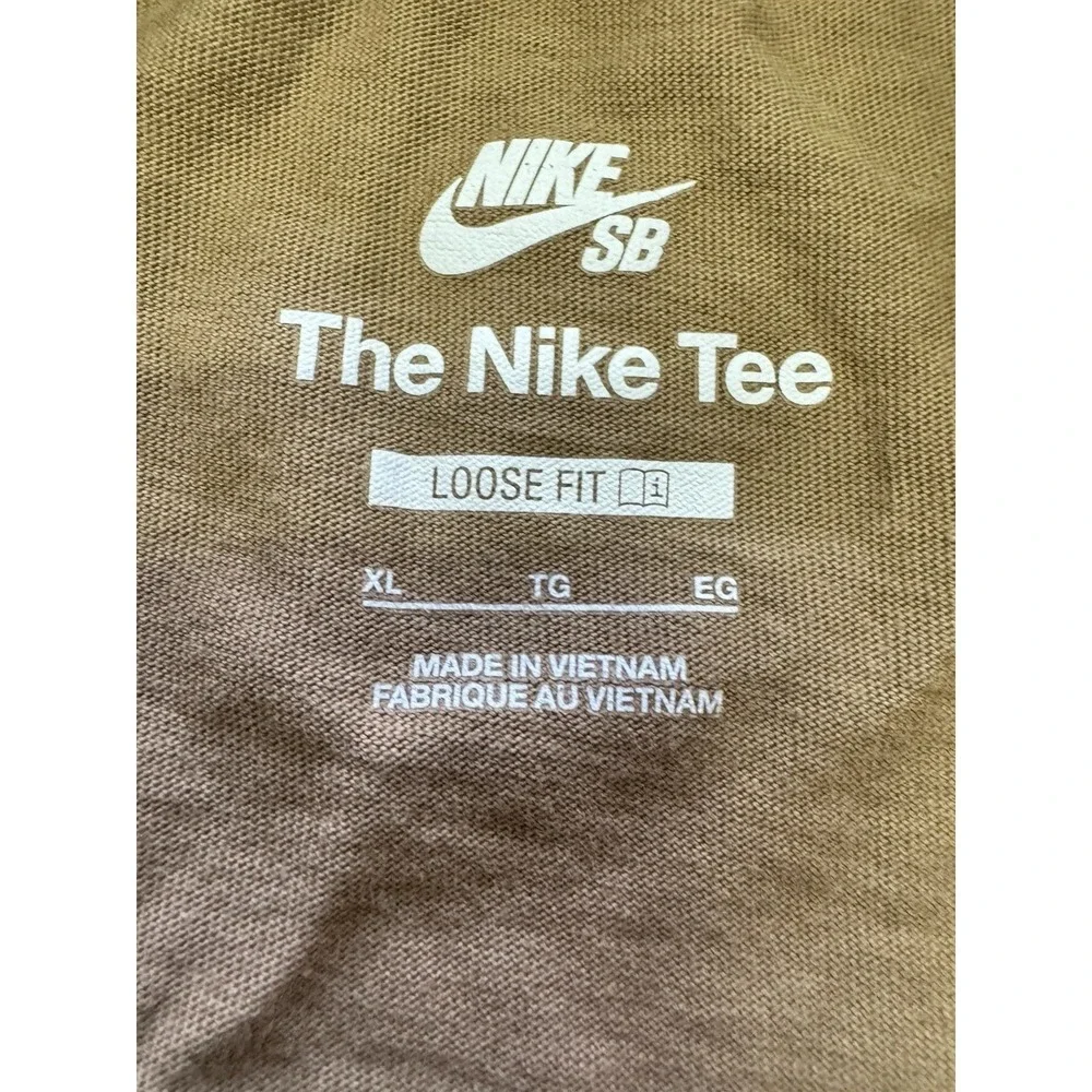 Nike SB The Nike Tee Loose Fit XL Brown Graphic T-Shirt Wash And Dry Art Skate